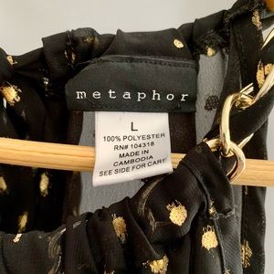Black and gold Metaphor blouse. Size L. Sleeveless.